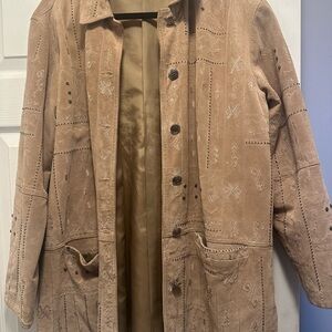 Women’s Vintage Tan Suede Jacket with studs